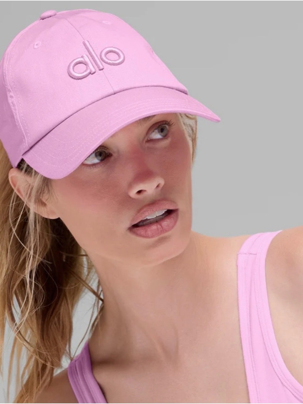 ALO Yoga Off Duty Candy Heart Light Sweet Pink Embroidered Logo Rare  Cap - Picture 3 of 16